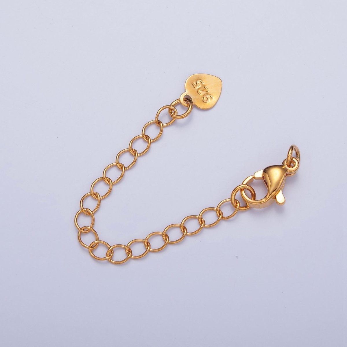 Gold Filled Chain Extender Heart 925 Stamped Lobster Clasps Closure Set in Gold & Silver L-678 L-775 - DLUXCA