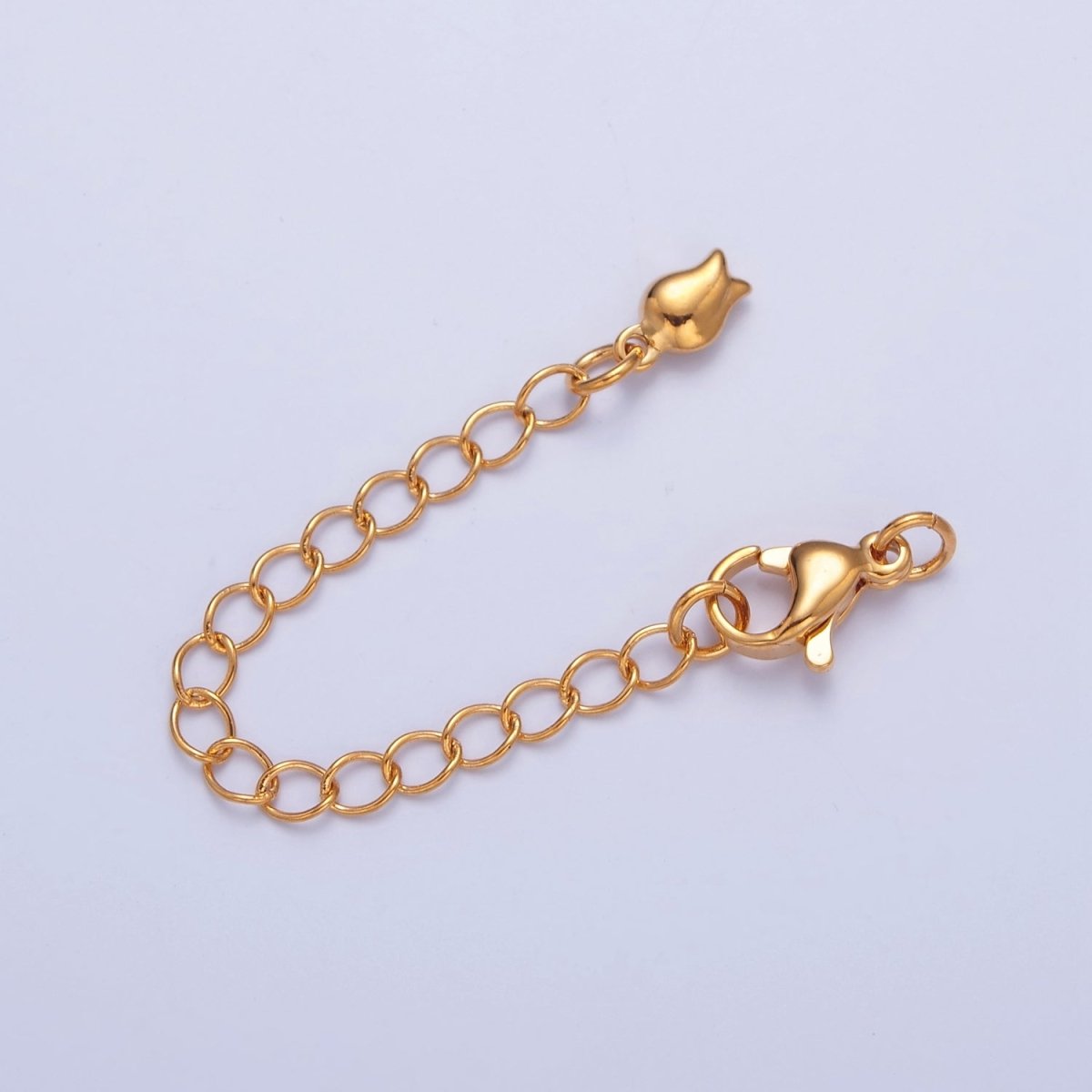 Gold Filled Chain Extender Tulip Flower Lobster Clasps Closure Set Supply in Gold & Silver L-741 L-778 - DLUXCA