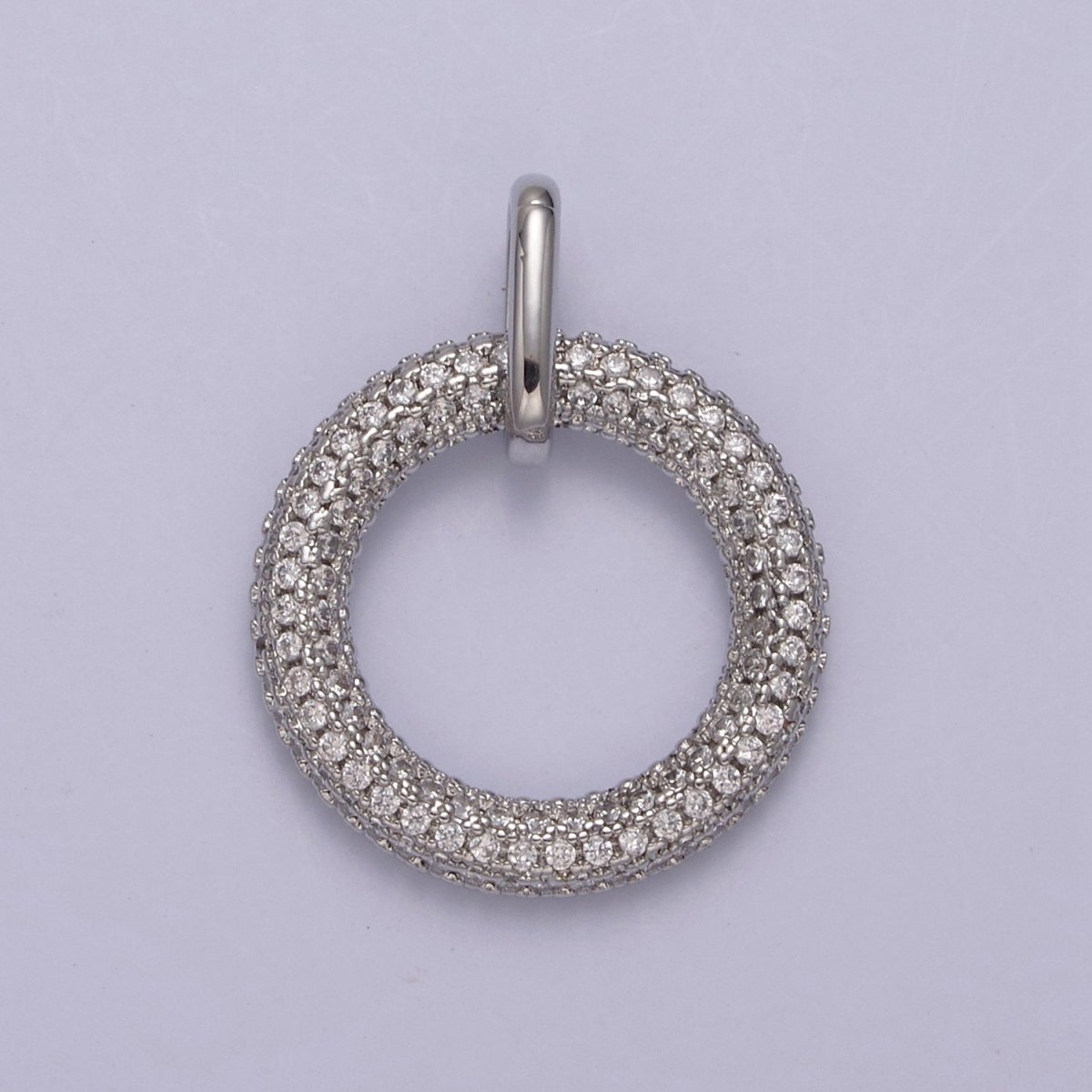 Gold Filled Circle Charm, CZ Pave Round Geometry Jewelry Pendant Quality Jewelry Supply N-544 - DLUXCA