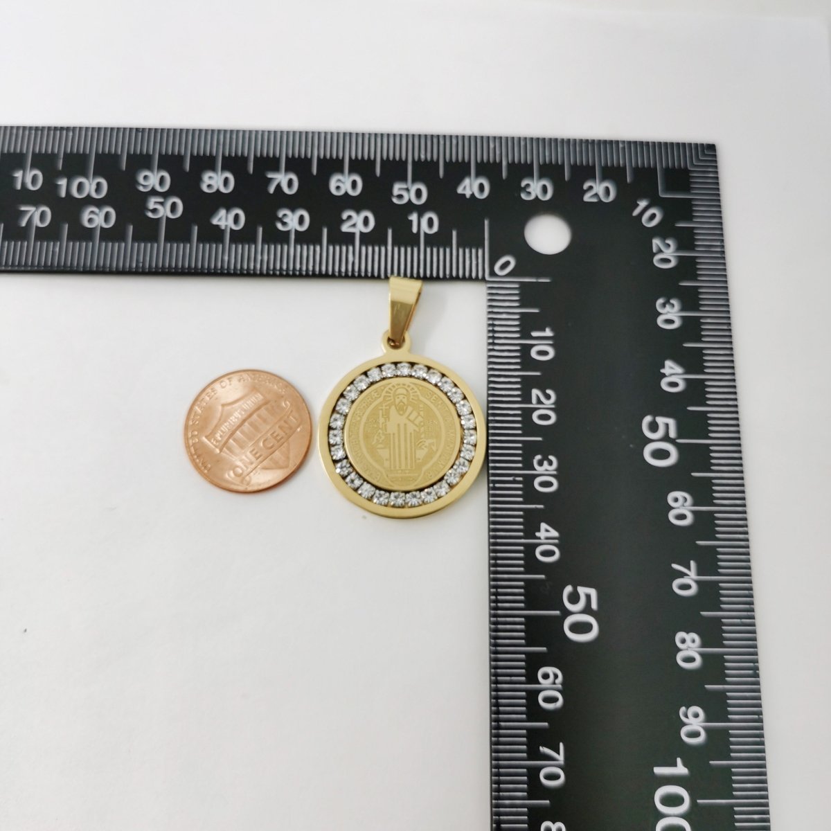 Gold Filled Circle Shaman charm, Cubic Zirconia Jewels, Micro Diamond Paved, Shaman Charm, Religious Charm, For Necklace J-787 - DLUXCA