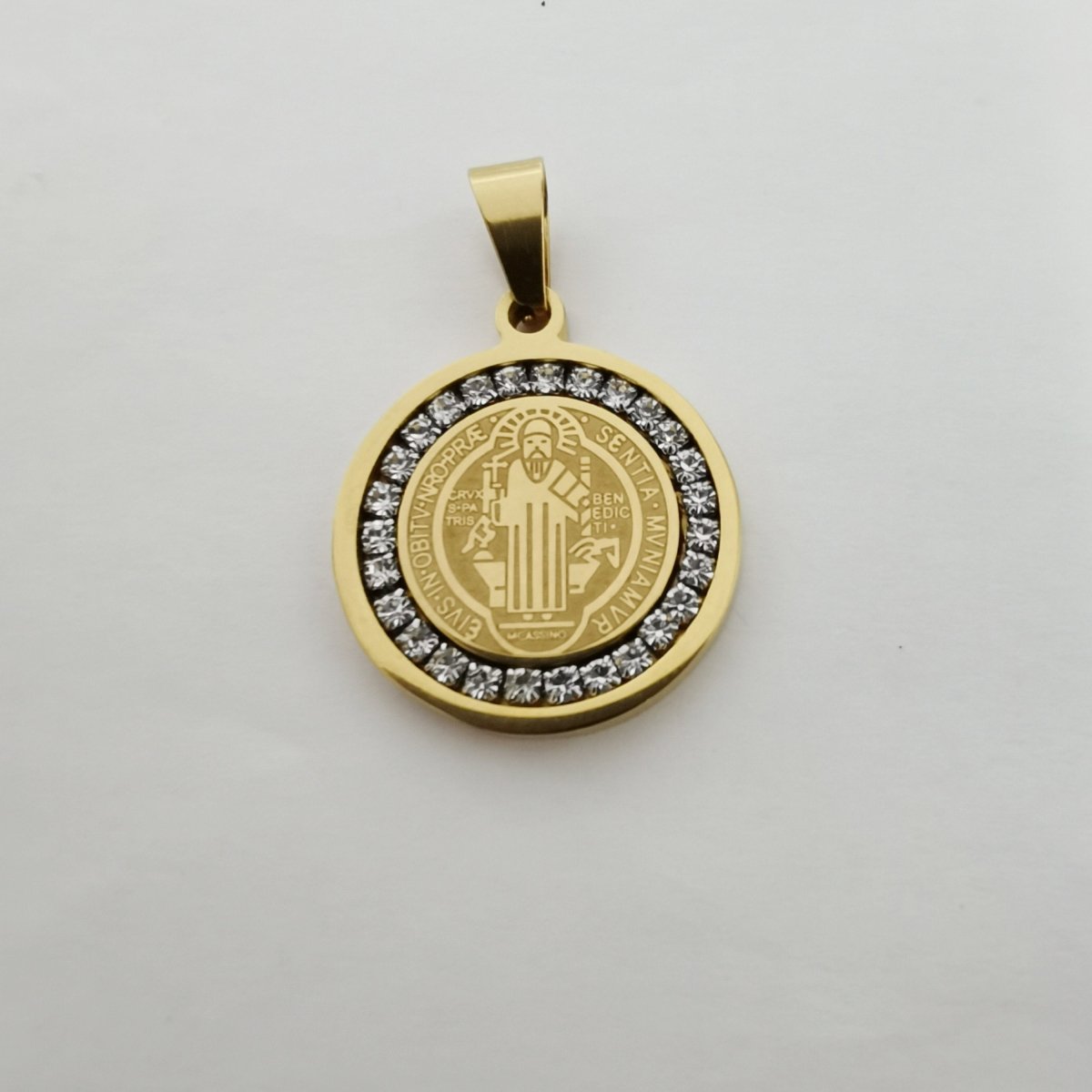 Gold Filled Circle Shaman charm, Cubic Zirconia Jewels, Micro Diamond Paved, Shaman Charm, Religious Charm, For Necklace J-787 - DLUXCA