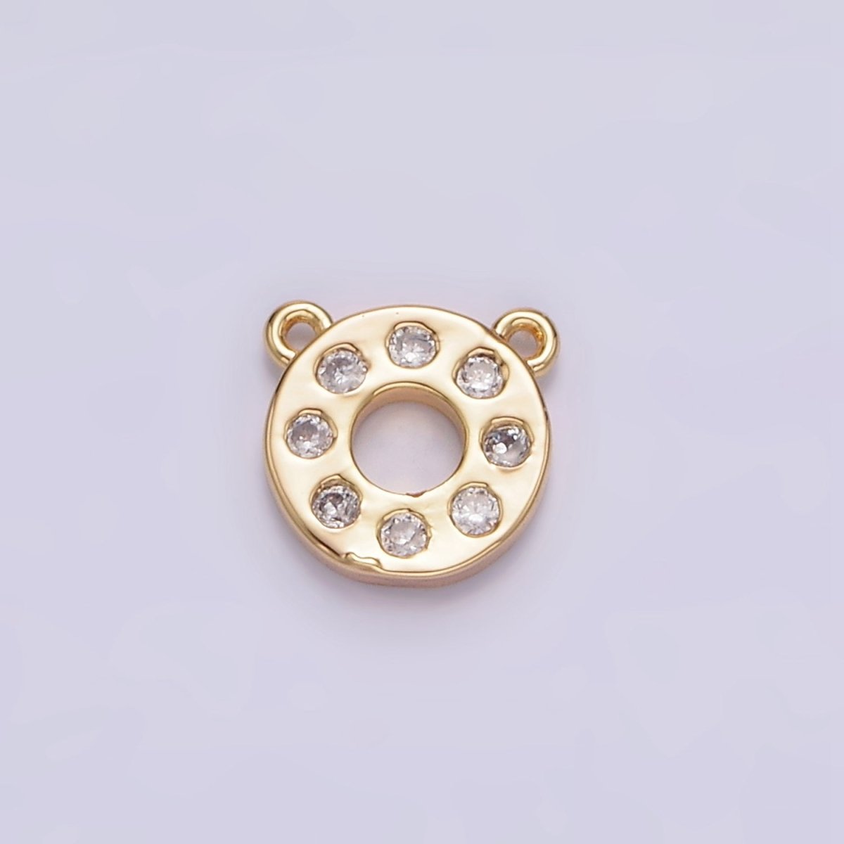 Gold Filled Clear CZ Open Round Circle Donut Connector G-667 - DLUXCA