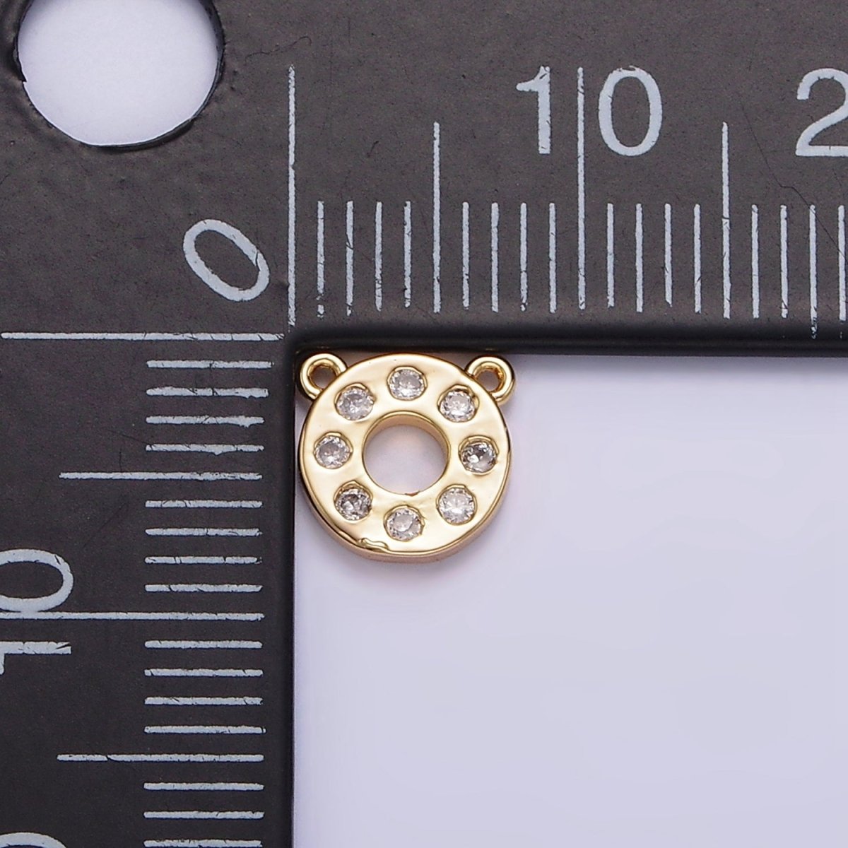 Gold Filled Clear CZ Open Round Circle Donut Connector G-667 - DLUXCA