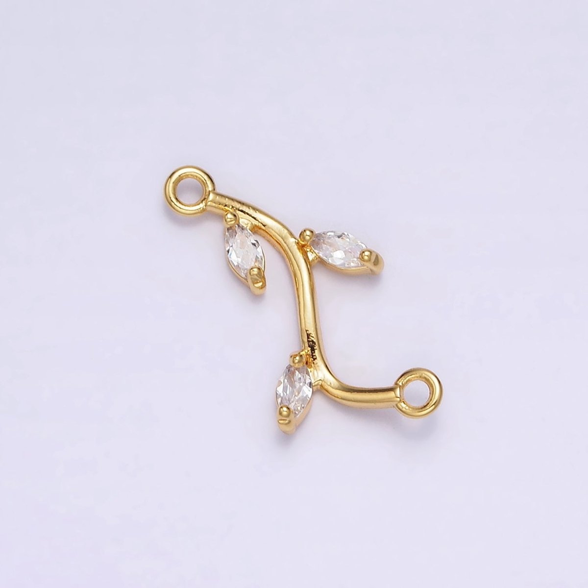 Gold Filled Clear Marquise Leaf Curved Connector G-644 - DLUXCA