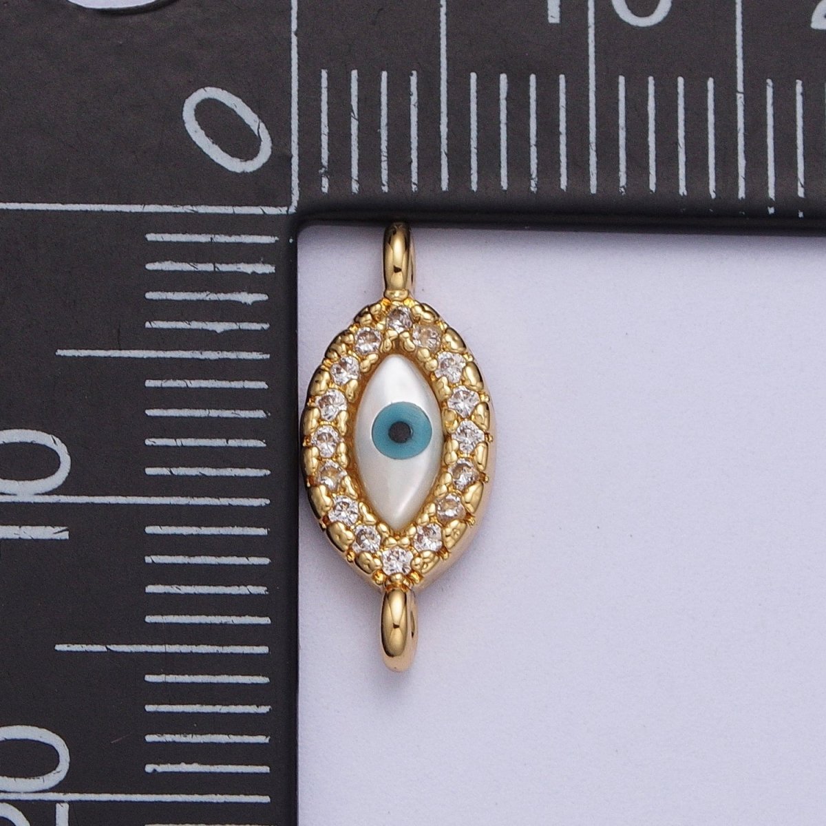 Gold Filled Clear Micro Paved CZ Evil Eye of Ra Connector Link For Protection Jewelry Making G-585 - DLUXCA