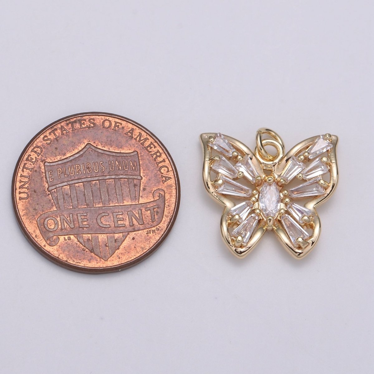 Gold Filled Clear, Pink, Purple Baguette Butterfly Wings Mini Charm E-100 - E-102 - DLUXCA