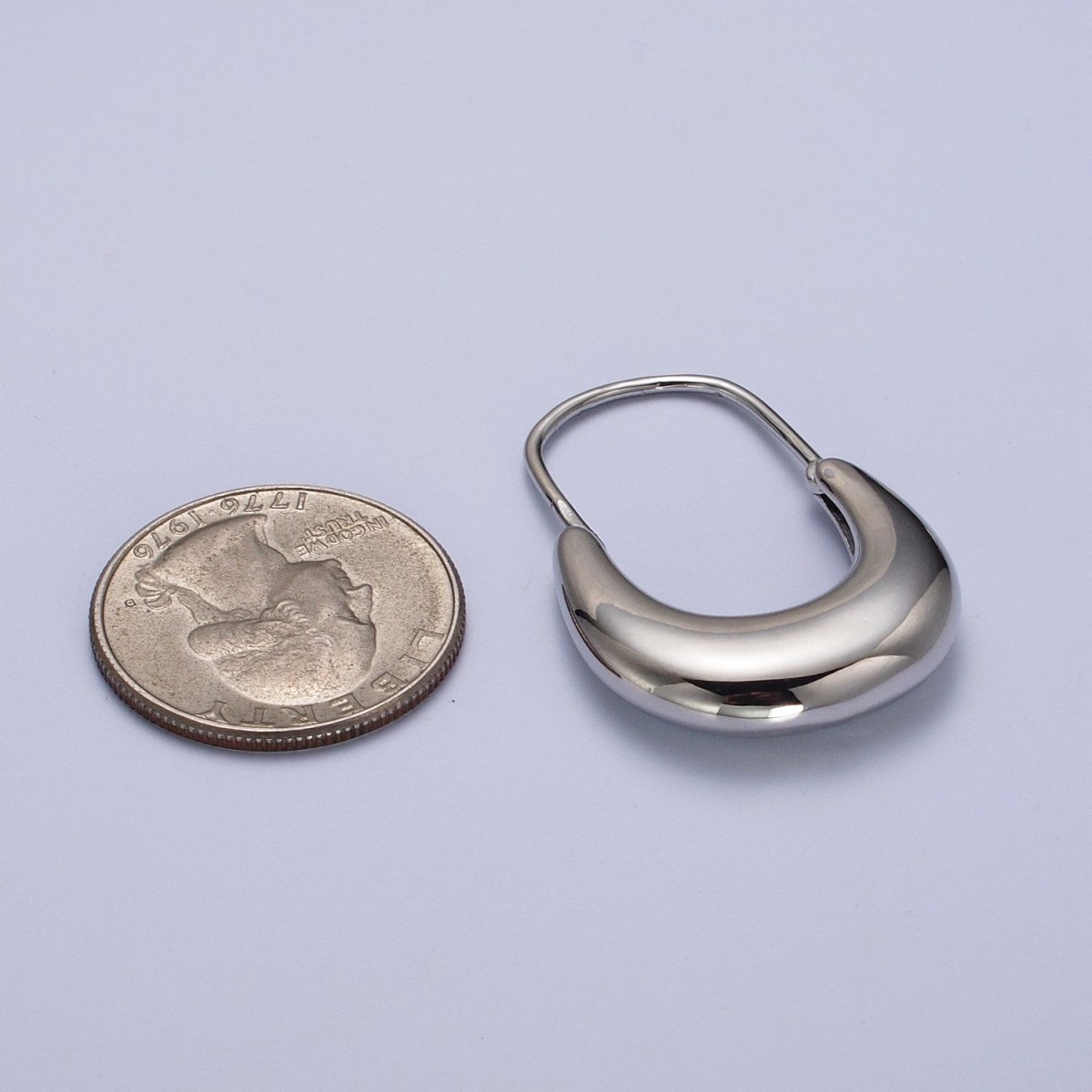 Gold Filled Crescent U Hoop Chubby Dome Hook Earrings in Gold & Silver | Y-258 Y-269 - DLUXCA