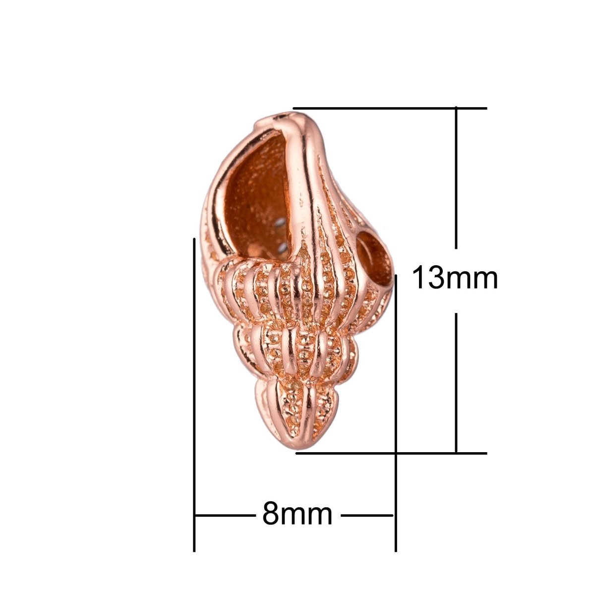 Gold Filled Crown Conch Sea Shell Clear Micro Paved Bead in Gold, Silver, Rose Gold | B-098 - DLUXCA