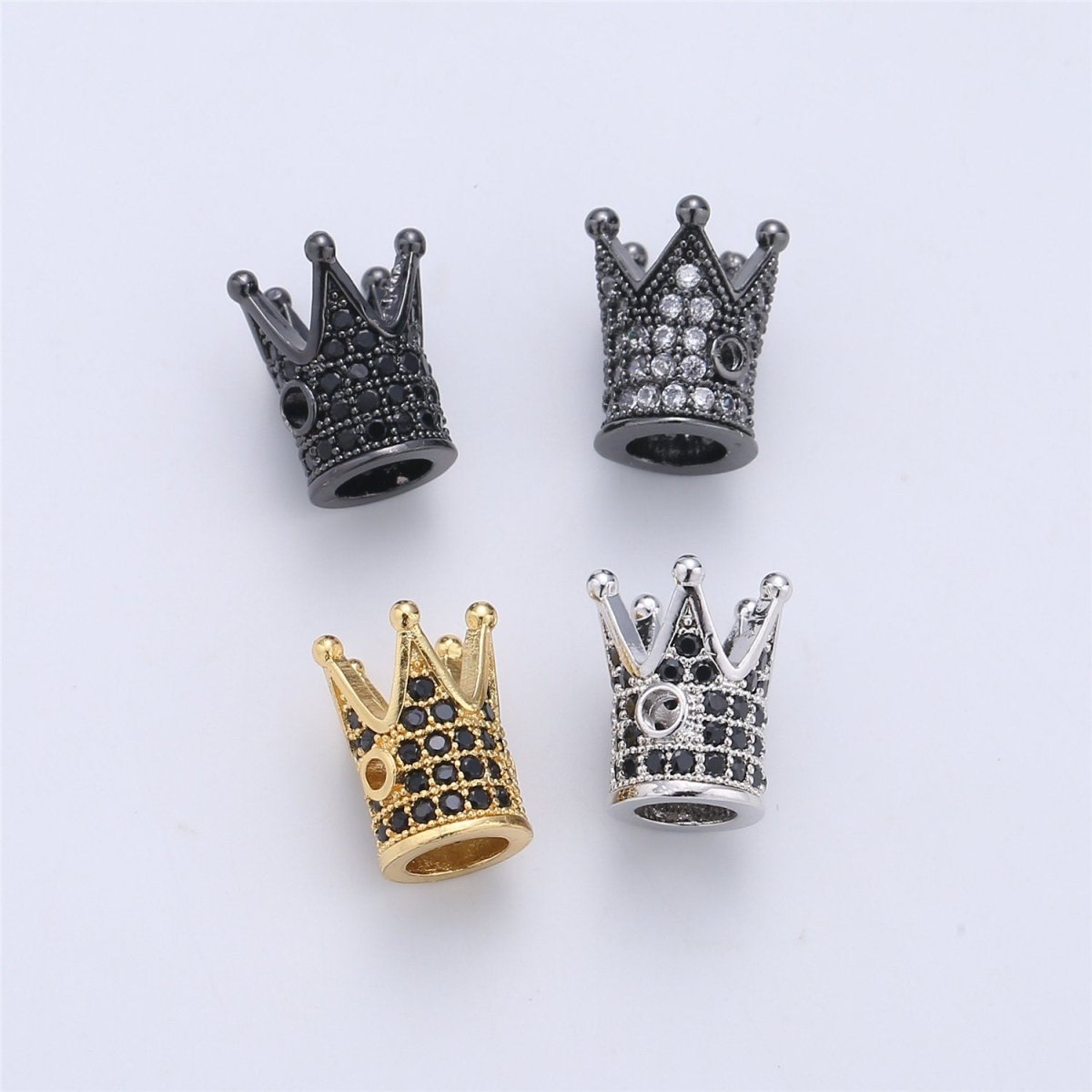 Gold Filled Crown Micro Pave Spacer Beads, Men Bracelet Charm, Men Bracelet Spacer Charm 12x10mm | B-213, B-214 - DLUXCA