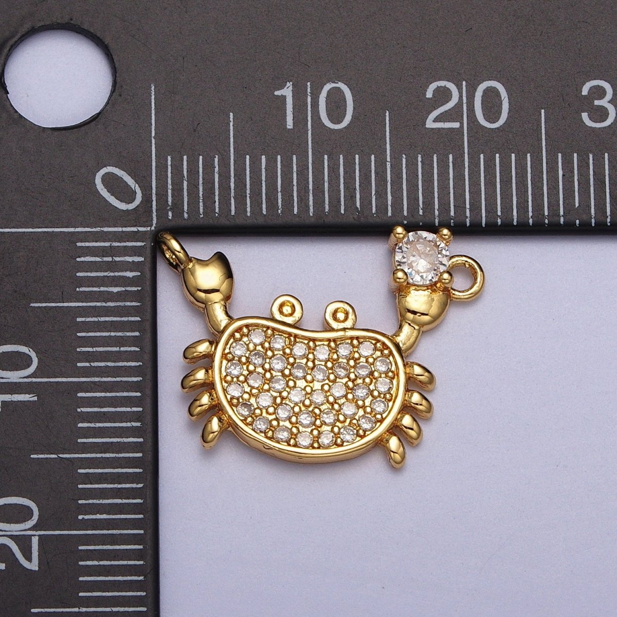 Gold-Filled Crustacean Crab Clear Micro Paved CZ Connector in Gold & Silver | Y-675 Y-676 - DLUXCA