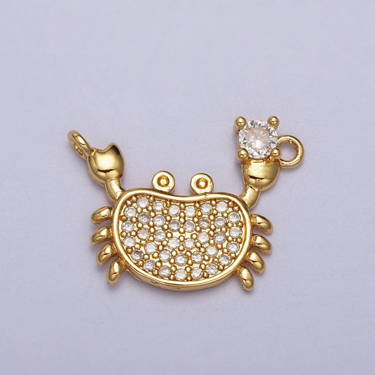 Gold-Filled Crustacean Crab Clear Micro Paved CZ Connector in Gold & Silver | Y-675 Y-676 - DLUXCA