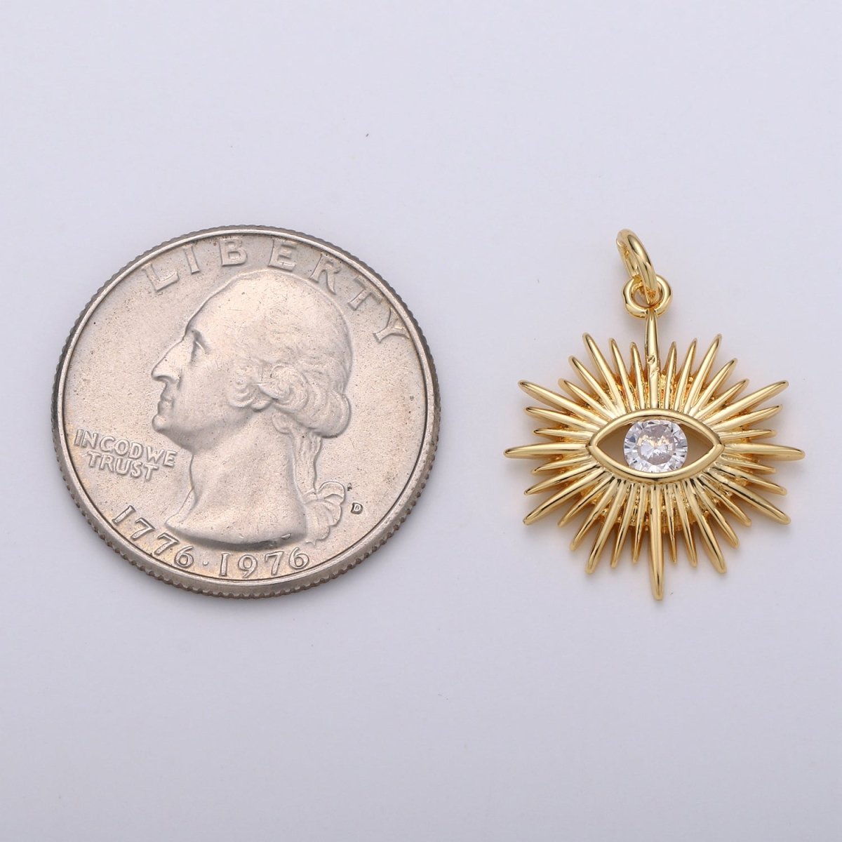 Gold Filled Crystal Eye Charm D-894 - DLUXCA