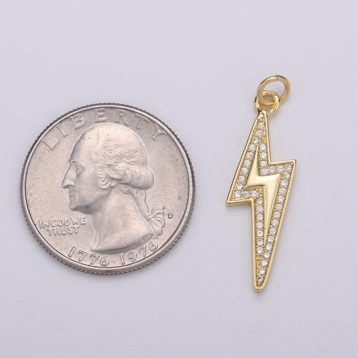Gold Filled Crystal Thunder Bolt Lightning Gold Filled Charm D-834 - DLUXCA