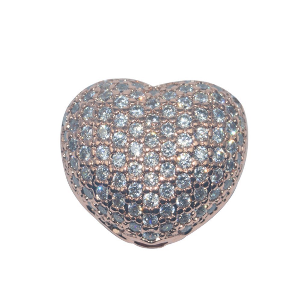Gold Filled Cubic Zirconia Cooper Material, Crystal Fashionable Magic Love Heart Paved Crystallized Bracelet Connector Bead Jewelry B-157 - DLUXCA
