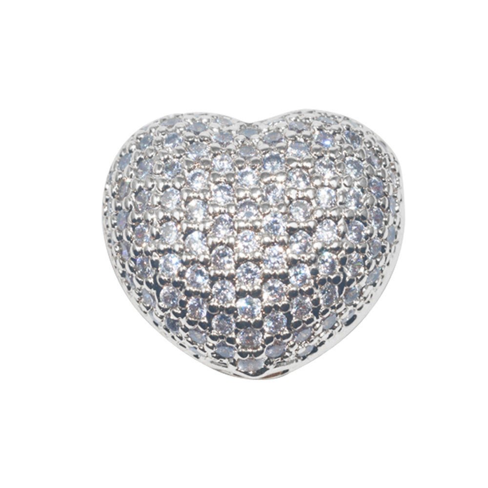 Gold Filled Cubic Zirconia Cooper Material, Crystal Fashionable Magic Love Heart Paved Crystallized Bracelet Connector Bead Jewelry B-157 - DLUXCA