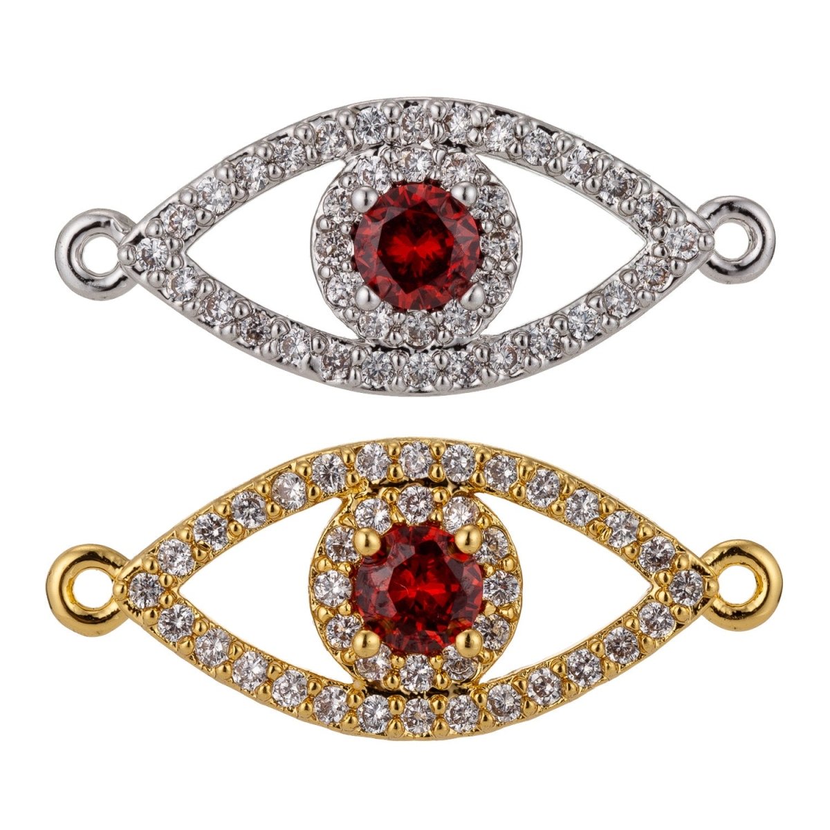 Gold Filled Cubic Zirconia Evil Eye Bracelet Connector Charm Bead Pendant for Jewelry Making Findings F-004 - DLUXCA