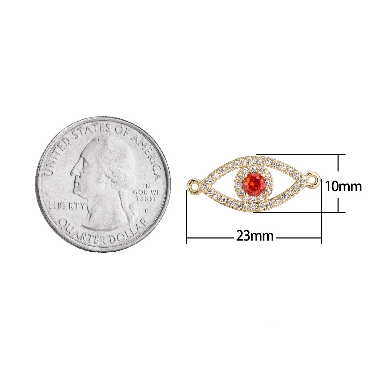 Gold Filled Cubic Zirconia Evil Eye Bracelet Connector Charm Bead Pendant for Jewelry Making Findings F-004 - DLUXCA