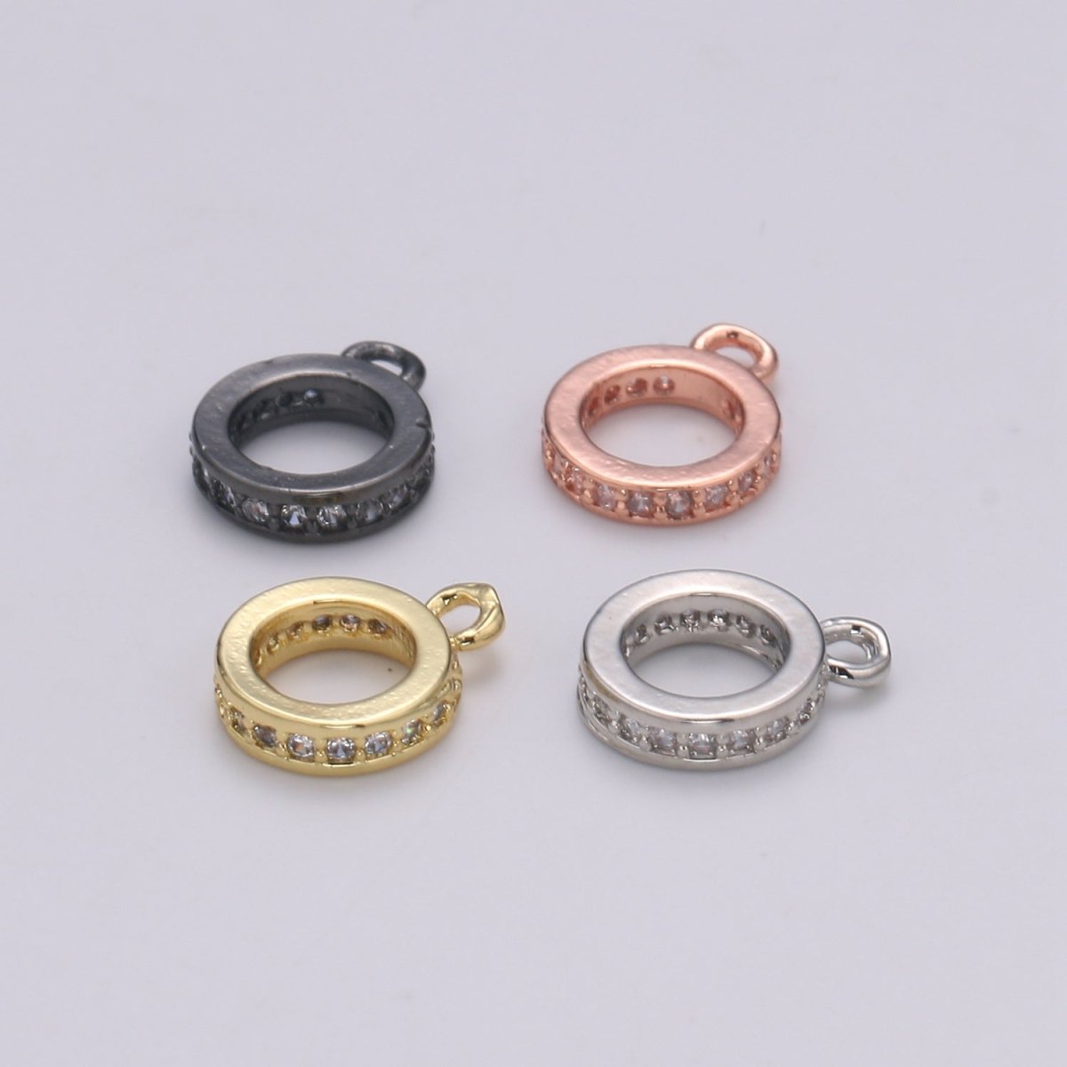 Gold Filled CZ Circle Ring Charm L-291~L-294 - DLUXCA