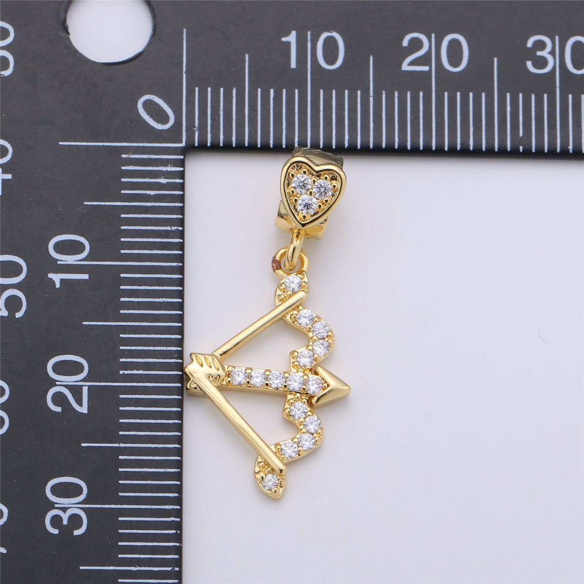Gold Filled CZ Cupid Arrow Pendant Micro Pave Arrow Charm Cubic Zirconia Drop Charm Pendant for Necklace Earring I-257 - DLUXCA