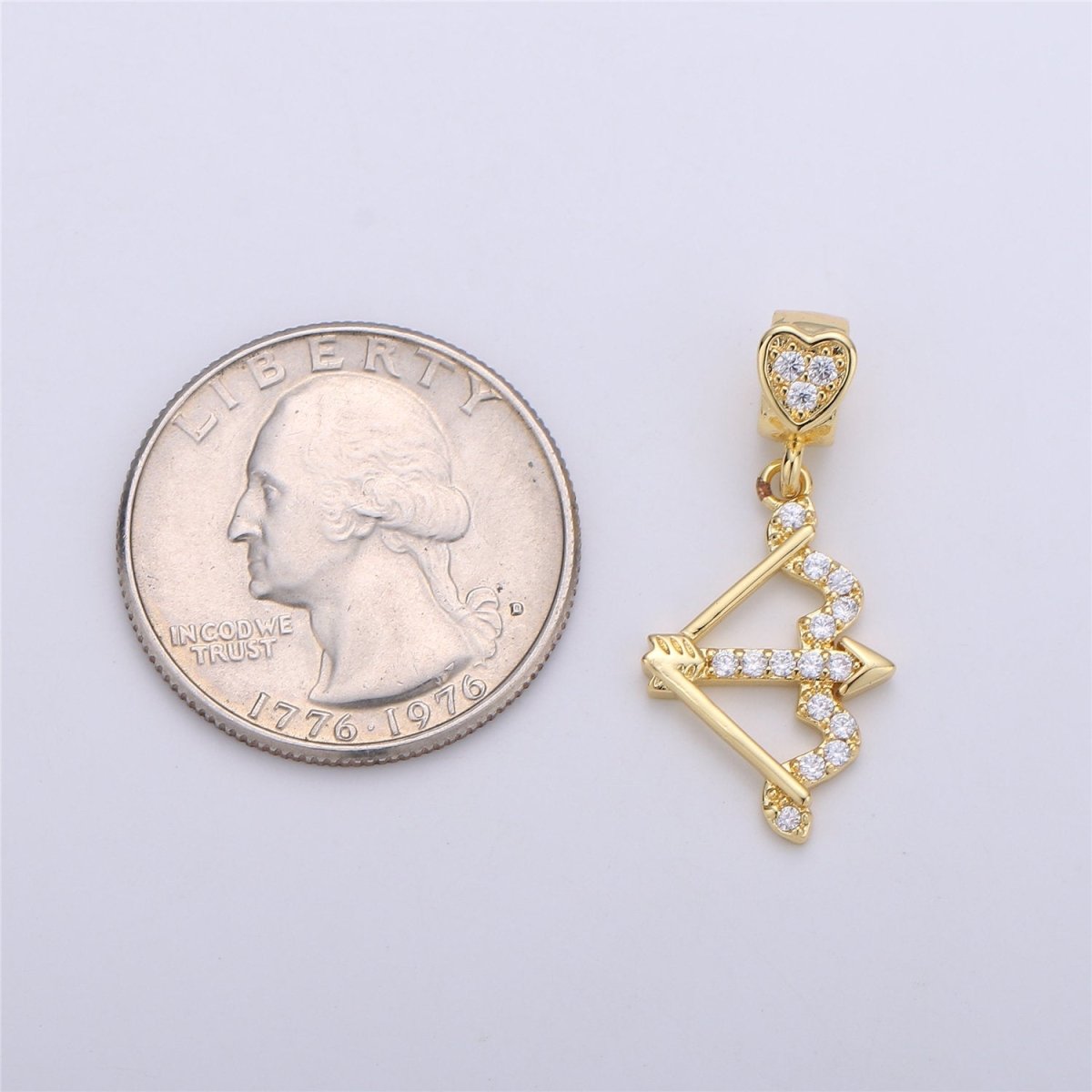 Gold Filled CZ Cupid Arrow Pendant Micro Pave Arrow Charm Cubic Zirconia Drop Charm Pendant for Necklace Earring I-257 - DLUXCA