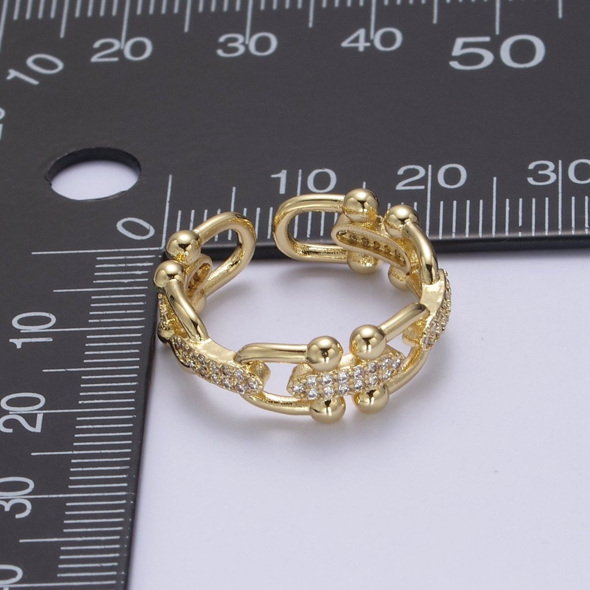 Gold Filled CZ Statement Jewelry Open Adjustable Ring U-321 U-322 - DLUXCA