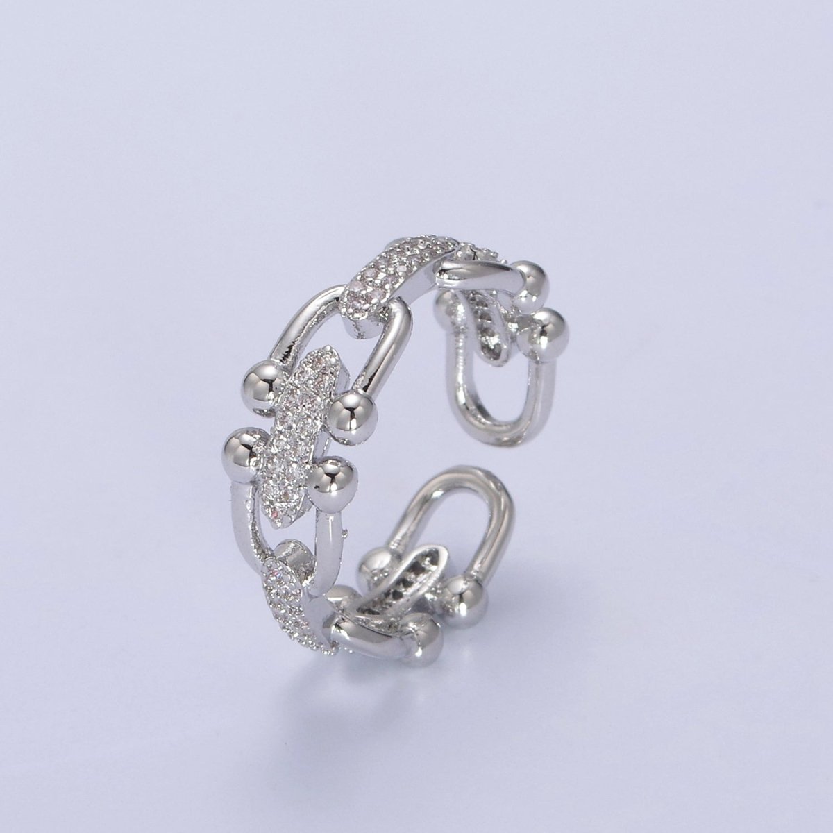 Gold Filled CZ Statement Jewelry Open Adjustable Ring U-321 U-322 - DLUXCA