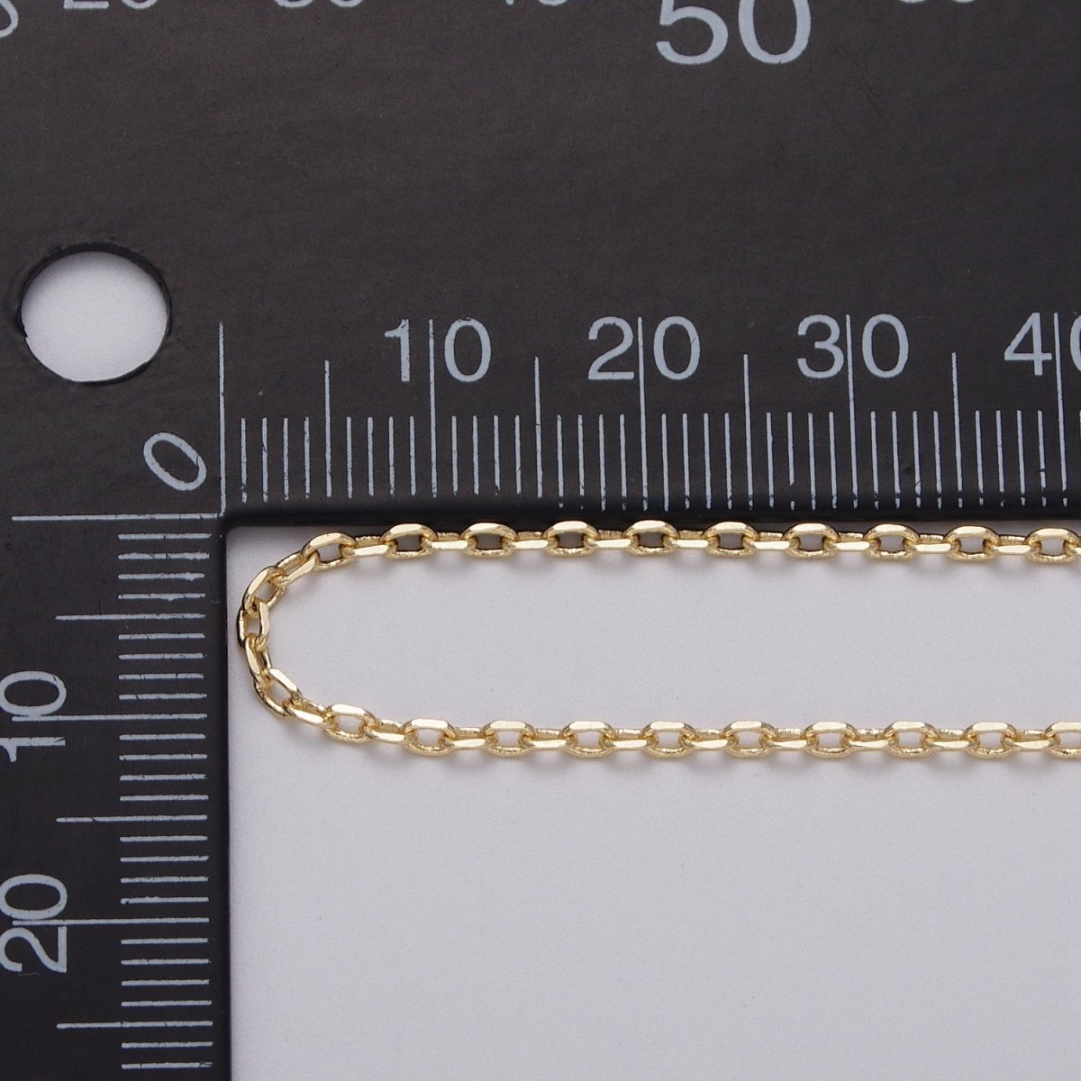 Gold Filled Dainty 1.8mm Flat Cable Link Unfinished Jewelry Chain in Gold & Silver | ROLL-1033, ROLL-1108 Clearance Pricing - DLUXCA