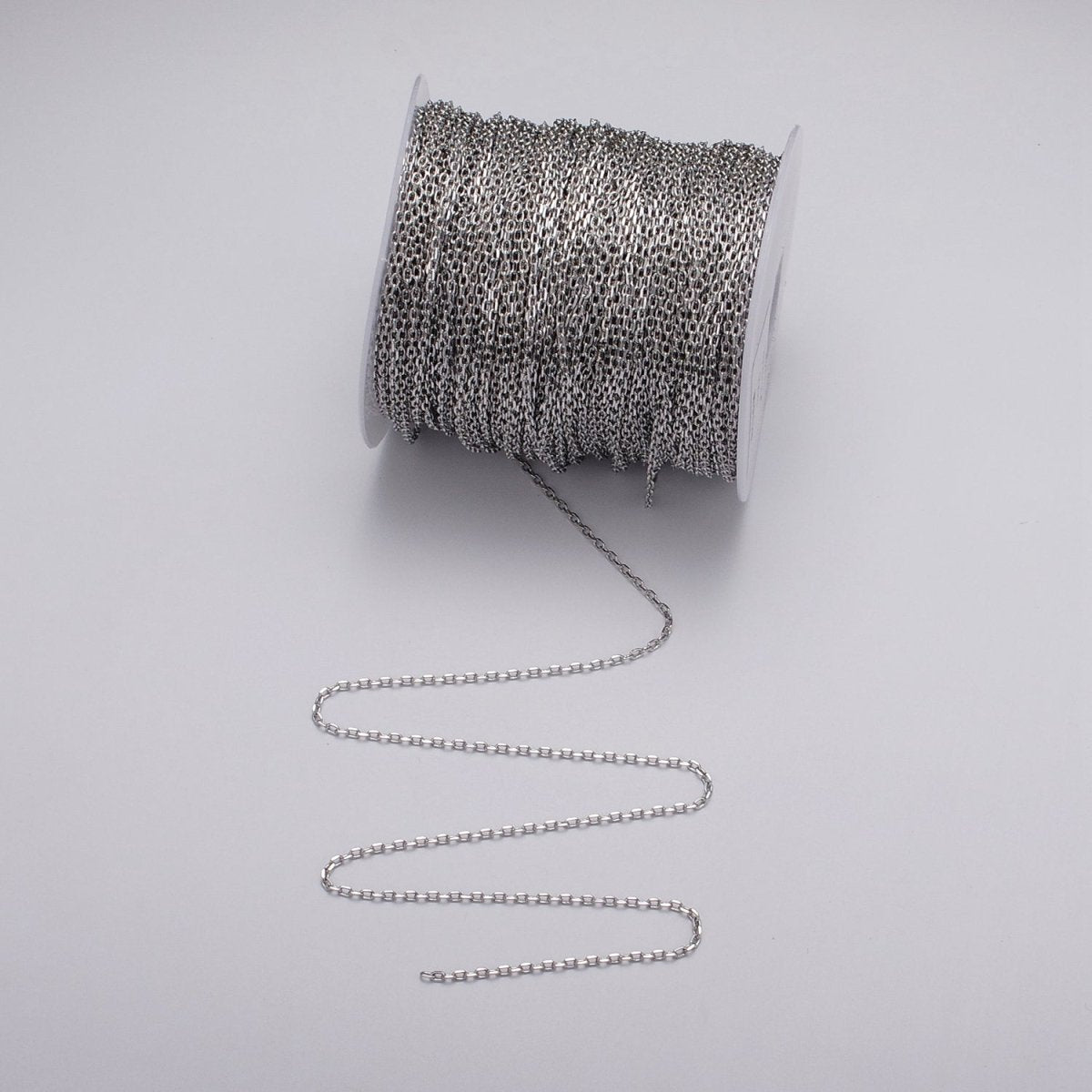 Gold Filled Dainty 1.8mm Flat Cable Link Unfinished Jewelry Chain in Gold & Silver | ROLL-1033, ROLL-1108 Clearance Pricing - DLUXCA