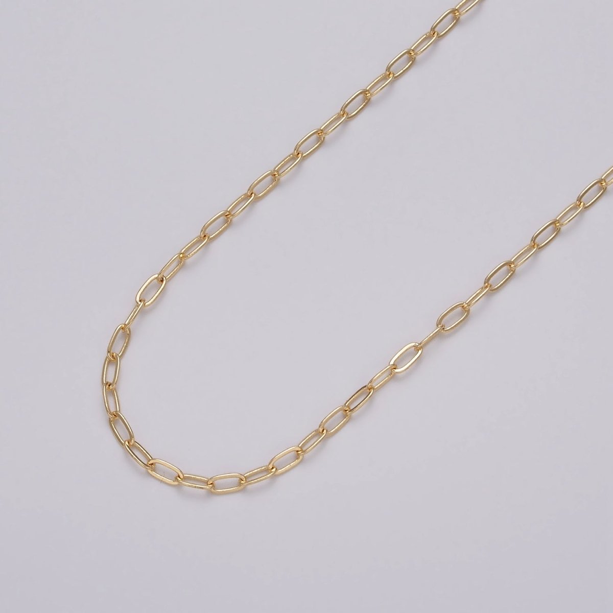 Gold Filled Dainty 2.2mm Paperclip Unfinished Chain by Yard in Gold & Silver | ROLL-1032, ROLL-1082 - DLUXCA