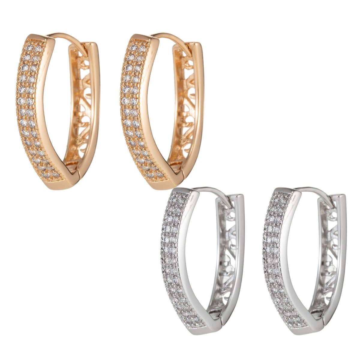 Gold Filled Dainty earrings, Clear Cubic small hoops, Tiny hoops, Dainty hoops, Minimalist hoop earrings, Huggie hoop earrings Q-063 Q-065 - DLUXCA