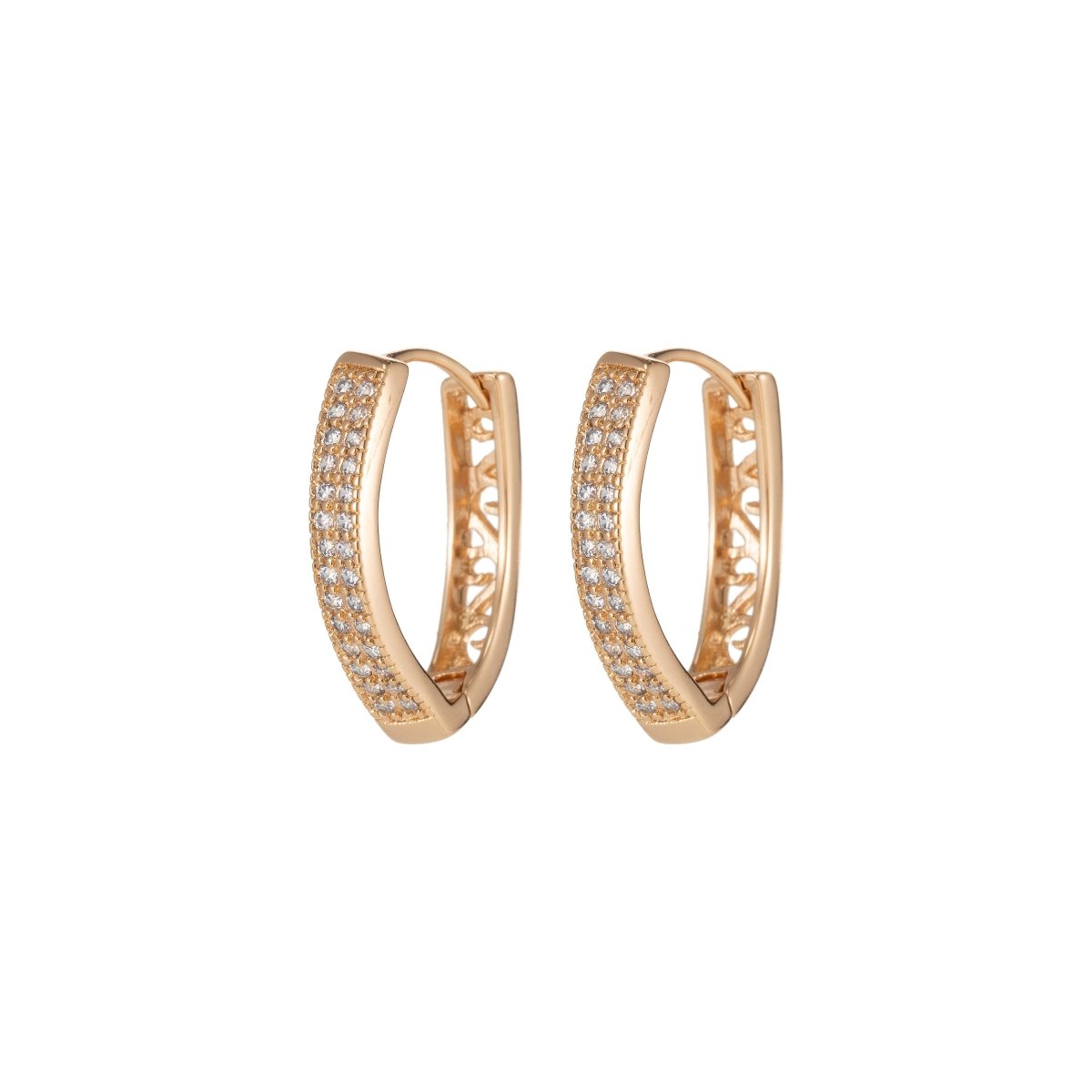 Gold Filled Dainty earrings, Clear Cubic small hoops, Tiny hoops, Dainty hoops, Minimalist hoop earrings, Huggie hoop earrings Q-063 Q-065 - DLUXCA