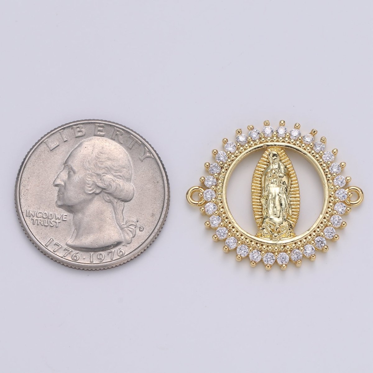 Gold Filled Dainty Star Holy Virgin Mary Micro Pave Clear CZ Cubic Zirconia Bracelet Charm for Necklace Earrings Supply F-578 - DLUXCA