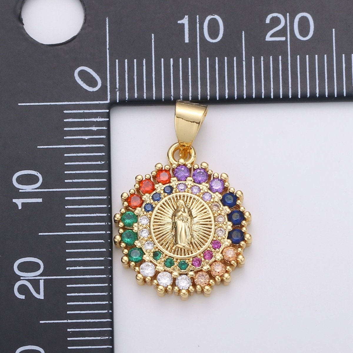 Gold Filled Dainty Virgin Mary Holy Mother Micro Pave CZ Cubic Zirconia Bracelet Necklace Pendant Supply for Jewelry Making J-013 - DLUXCA