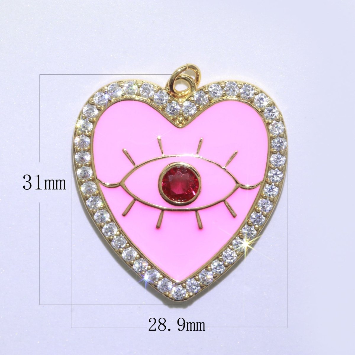 Gold Filled Enamel Colorful Evil Eye Heart Shape Pendant Charm E-907 E-908 E-909 - DLUXCA