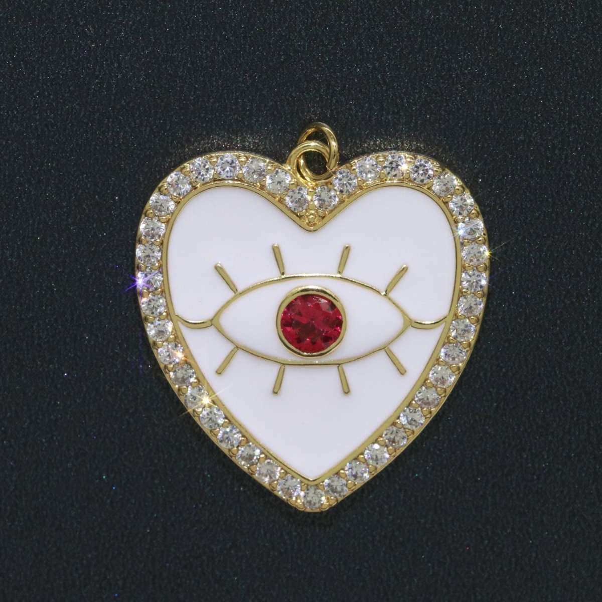 Gold Filled Enamel Colorful Evil Eye Heart Shape Pendant Charm E-907 E-908 E-909 - DLUXCA