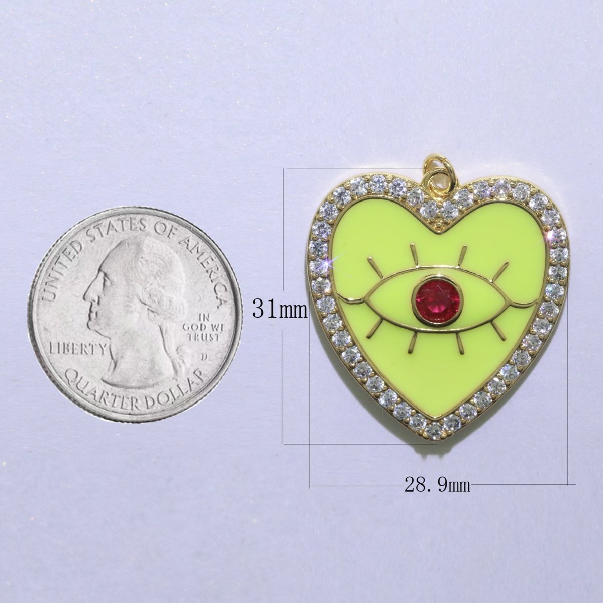 Gold Filled Enamel Colorful Evil Eye Heart Shape Pendant Charm E-907 E-908 E-909 - DLUXCA