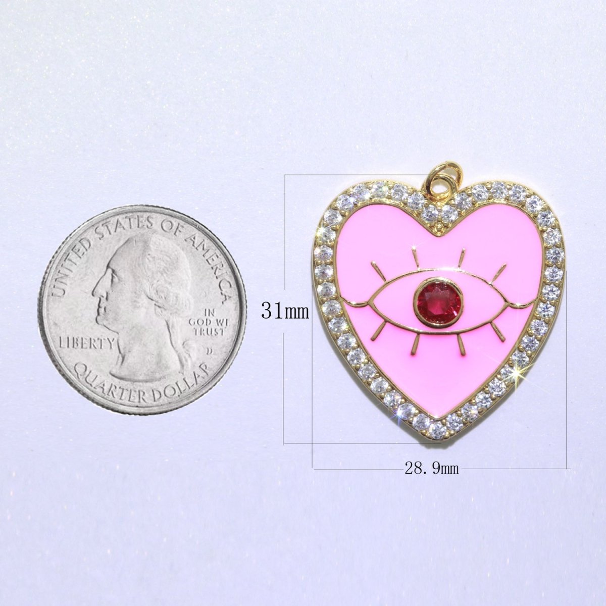 Gold Filled Enamel Colorful Evil Eye Heart Shape Pendant Charm E-907 E-908 E-909 - DLUXCA