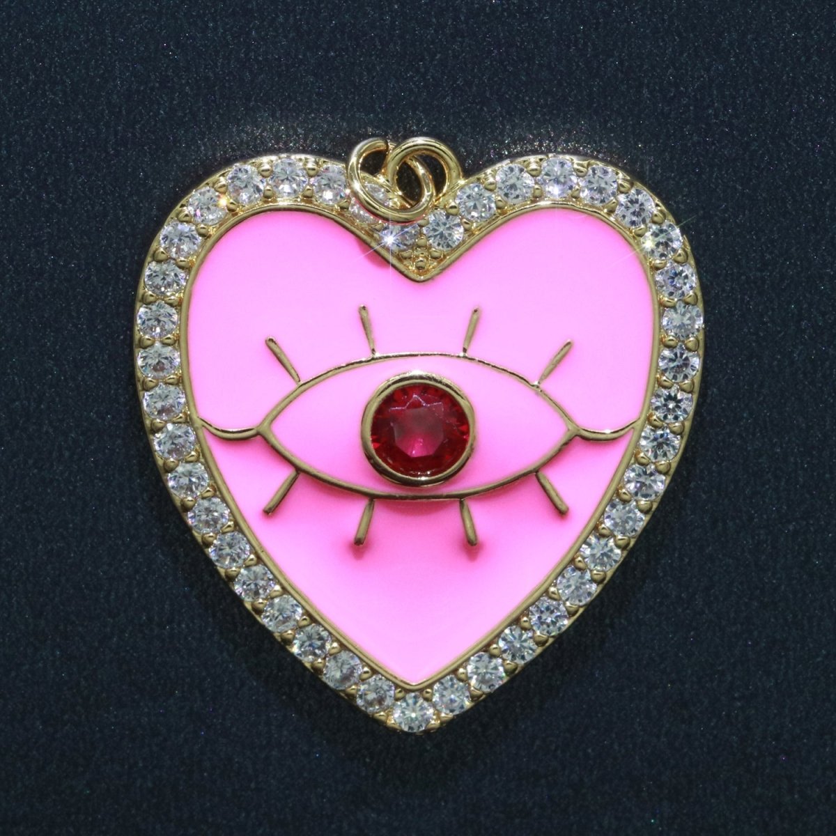 Gold Filled Enamel Colorful Evil Eye Heart Shape Pendant Charm E-907 E-908 E-909 - DLUXCA