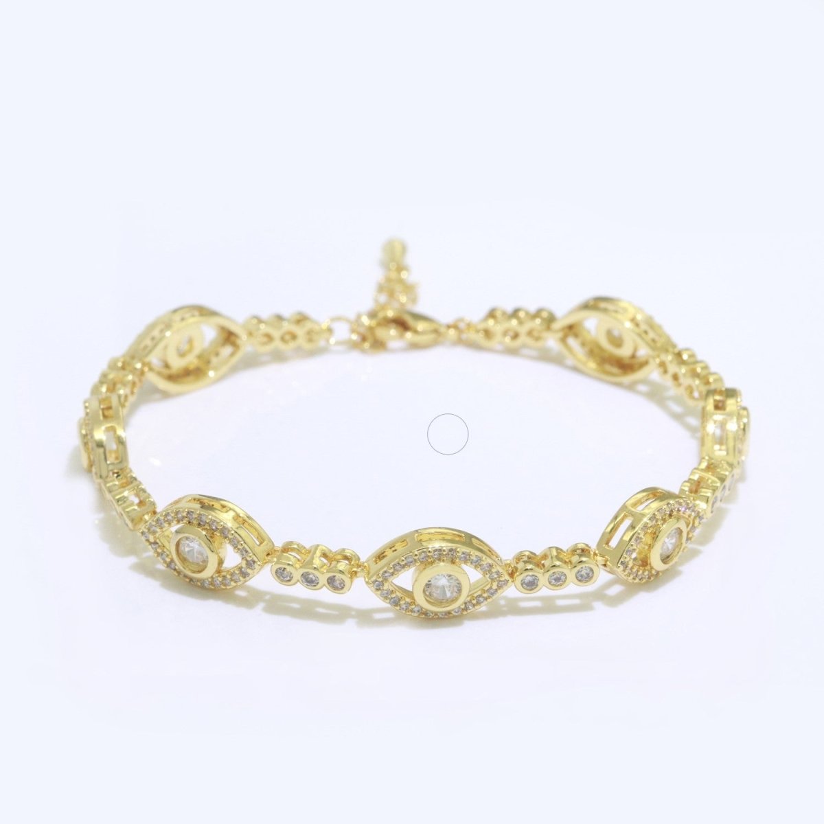 Gold Filled Evil Eye Bracelet, Clear Eye Protection Bracelet Cubic Zirconia Stacking Bracelet, Amulet Jewelry Gift Ideas, Boho Jewelry | WA-152 Clearance Pricing - DLUXCA