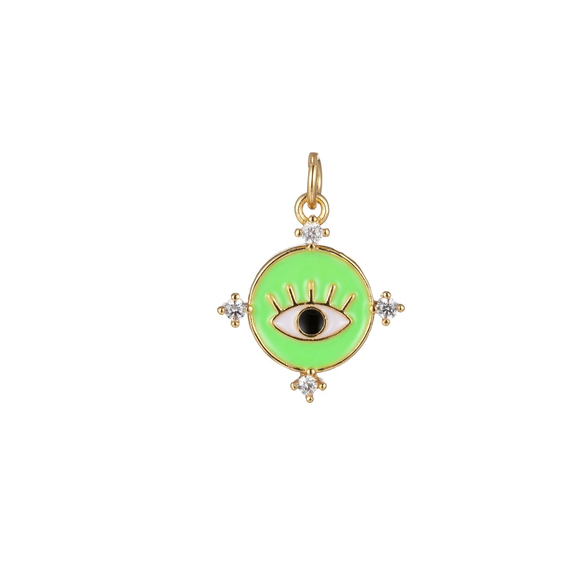 Gold Filled Evil Eye Charm Enamel Eye Heart Pendant Micro Pave Eye Charm Cubic Zirconia Round Amulet Jewelry Medallion M-276-M-285 - DLUXCA