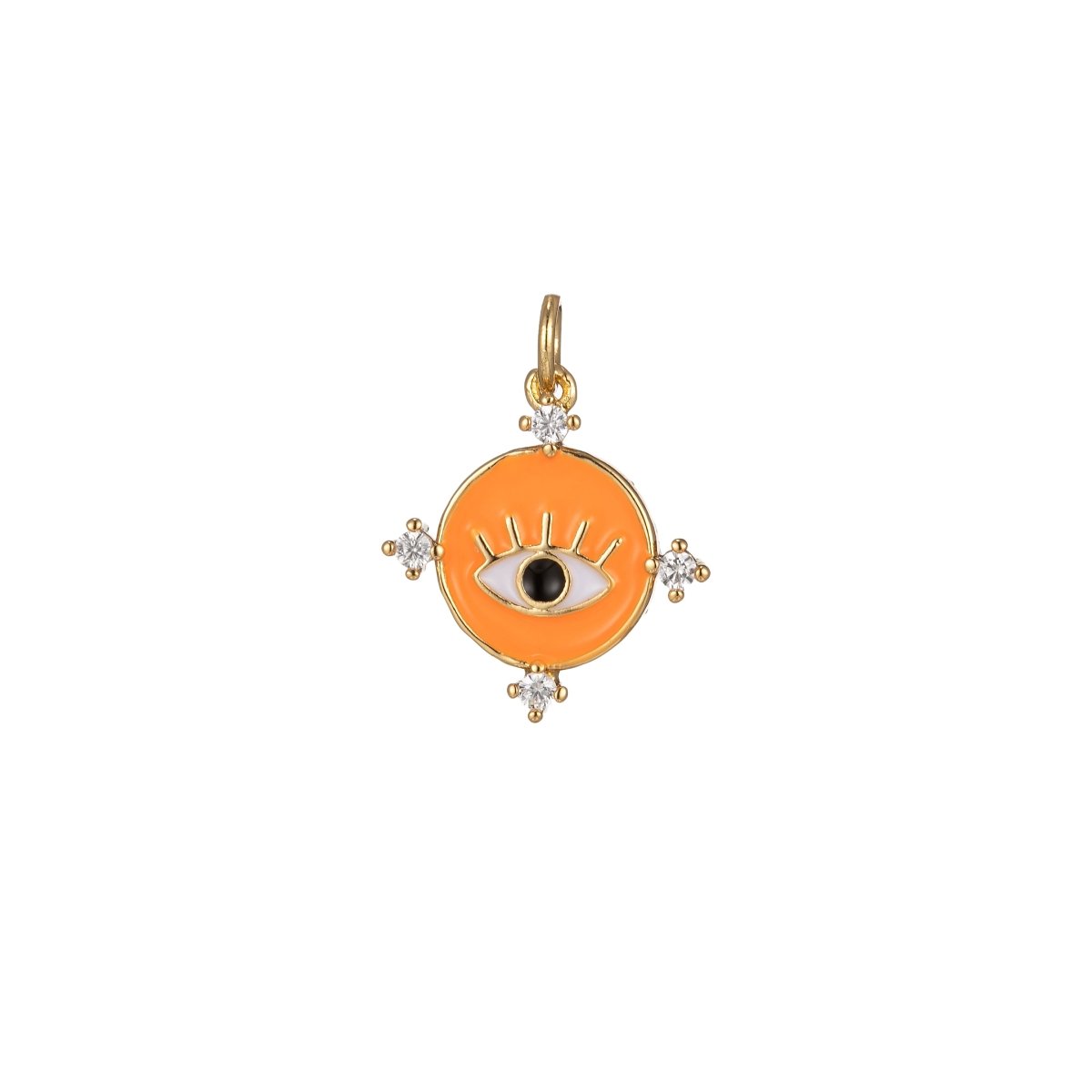 Gold Filled Evil Eye Charm Enamel Eye Heart Pendant Micro Pave Eye Charm Cubic Zirconia Round Amulet Jewelry Medallion M-276-M-285 - DLUXCA