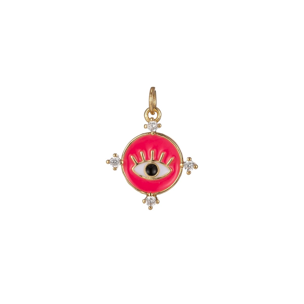 Gold Filled Evil Eye Charm Enamel Eye Heart Pendant Micro Pave Eye Charm Cubic Zirconia Round Amulet Jewelry Medallion M-276-M-285 - DLUXCA