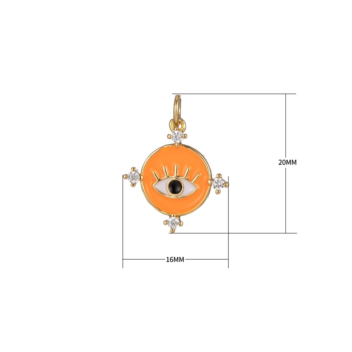 Gold Filled Evil Eye Charm Enamel Eye Heart Pendant Micro Pave Eye Charm Cubic Zirconia Round Amulet Jewelry Medallion M-276-M-285 - DLUXCA