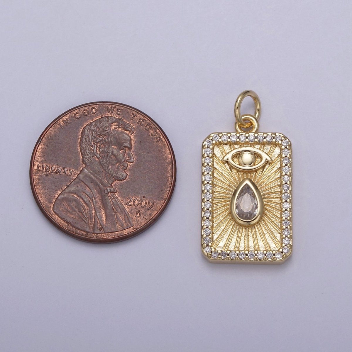 Gold Filled Evil Eye Charm Necklace Cubic Zirconia Tear Drop Evil Eye Charm Necklace, Rectangle Evil Eye Charm, Evil Eye Tag, Square Evil Eye Charm, Eye of Ra N-777 - N-780 - DLUXCA