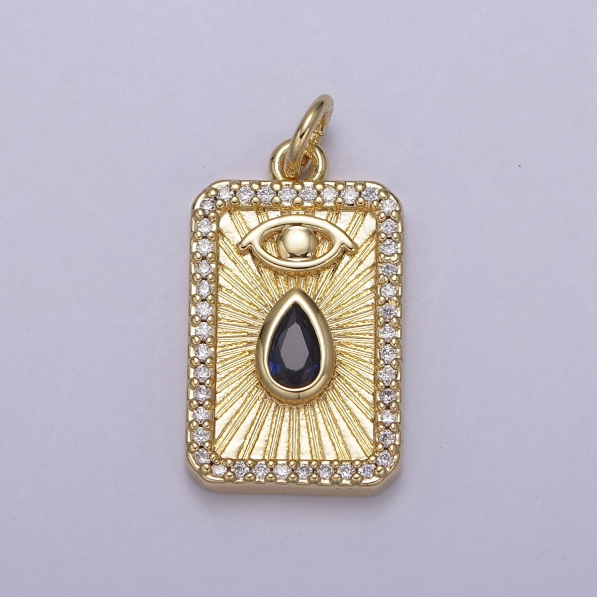 Gold Filled Evil Eye Charm Necklace Cubic Zirconia Tear Drop Evil Eye Charm Necklace, Rectangle Evil Eye Charm, Evil Eye Tag, Square Evil Eye Charm, Eye of Ra N-777 - N-780 - DLUXCA