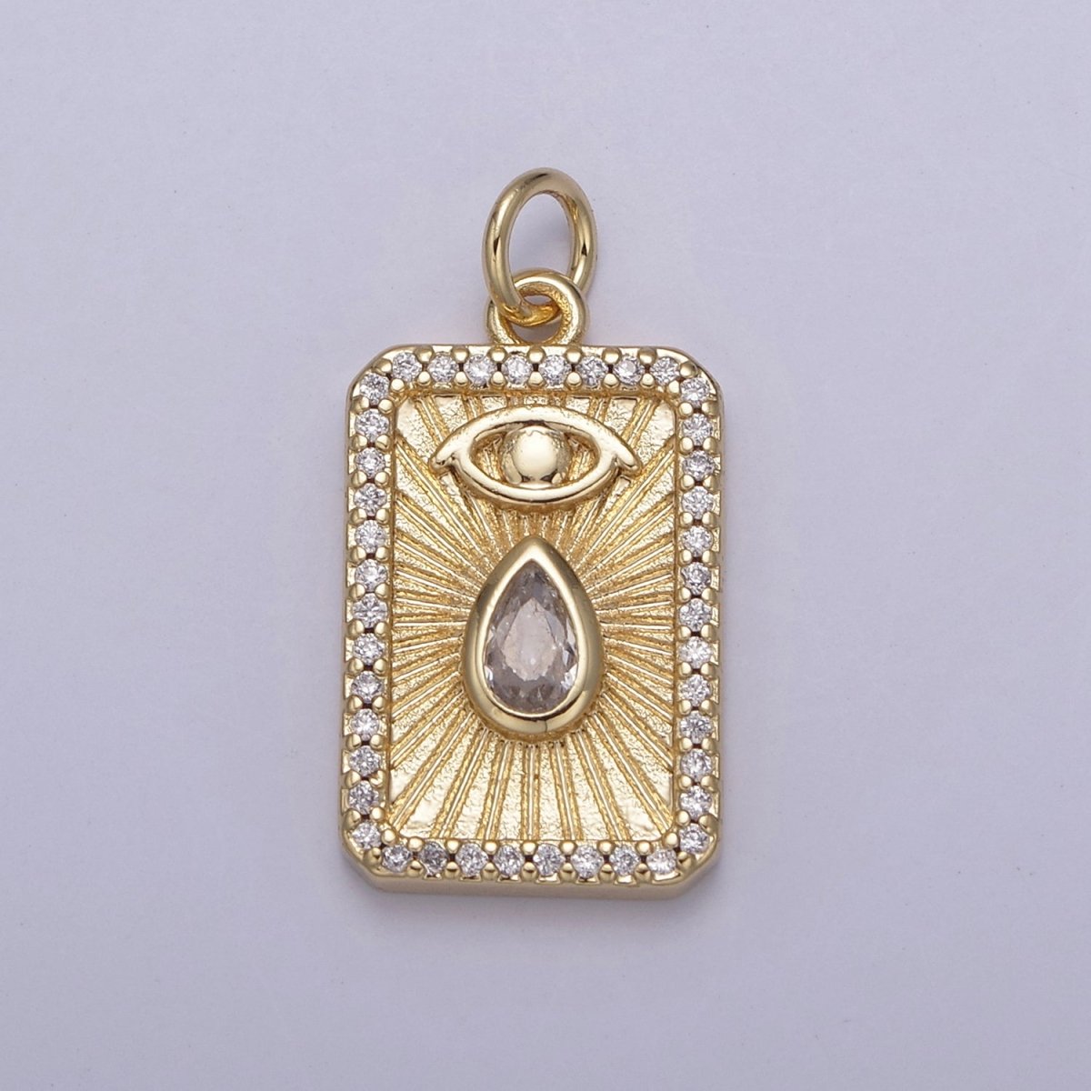 Gold Filled Evil Eye Charm Necklace Cubic Zirconia Tear Drop Evil Eye Charm Necklace, Rectangle Evil Eye Charm, Evil Eye Tag, Square Evil Eye Charm, Eye of Ra N-777 - N-780 - DLUXCA