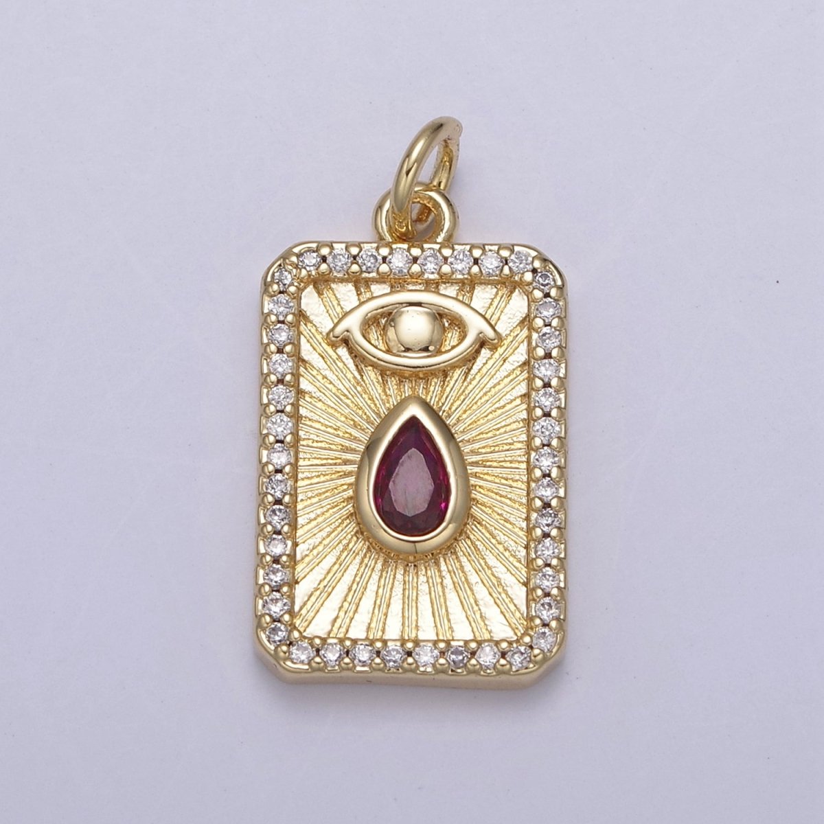 Gold Filled Evil Eye Charm Necklace Cubic Zirconia Tear Drop Evil Eye Charm Necklace, Rectangle Evil Eye Charm, Evil Eye Tag, Square Evil Eye Charm, Eye of Ra N-777 - N-780 - DLUXCA