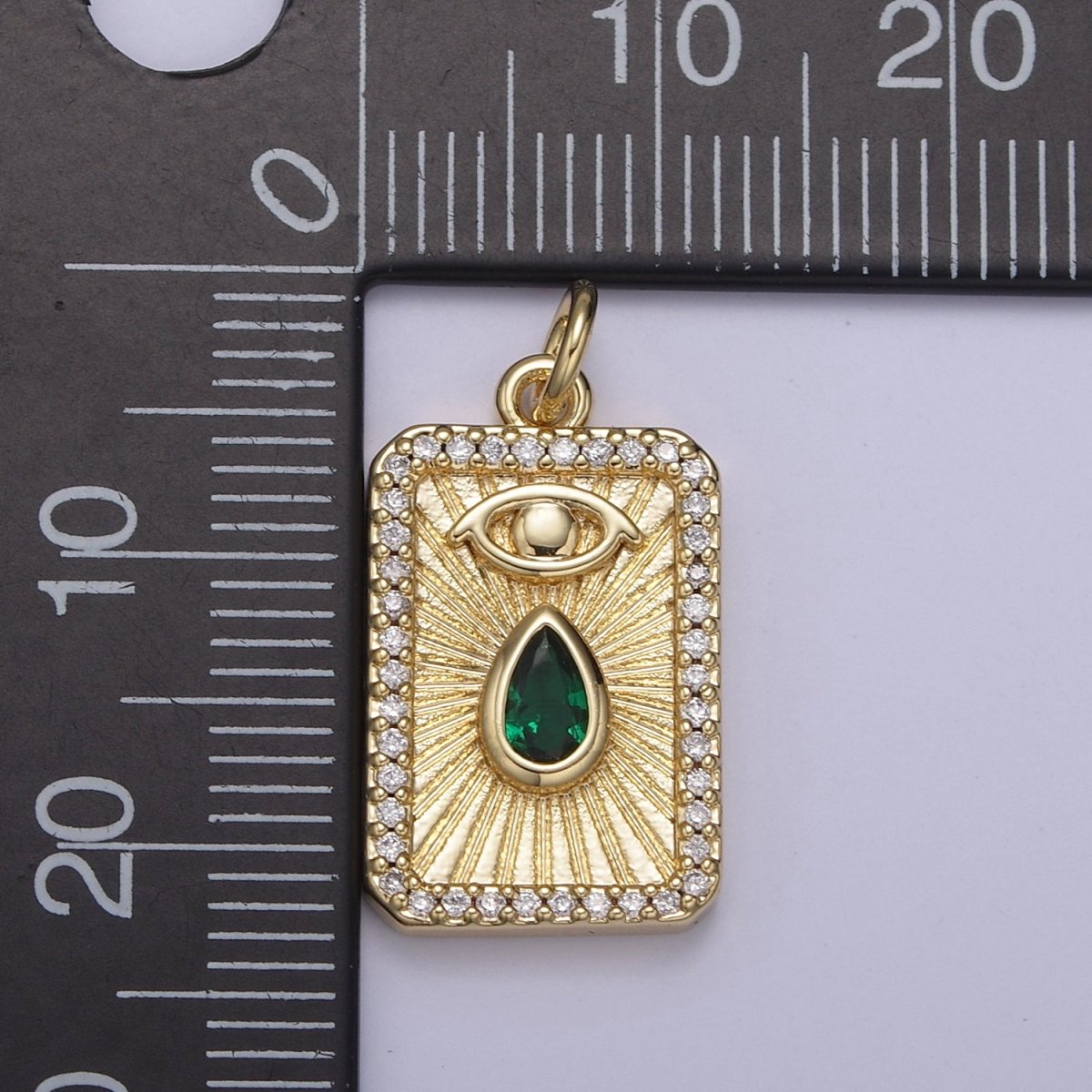 Gold Filled Evil Eye Charm Necklace Cubic Zirconia Tear Drop Evil Eye Charm Necklace, Rectangle Evil Eye Charm, Evil Eye Tag, Square Evil Eye Charm, Eye of Ra N-777 - N-780 - DLUXCA
