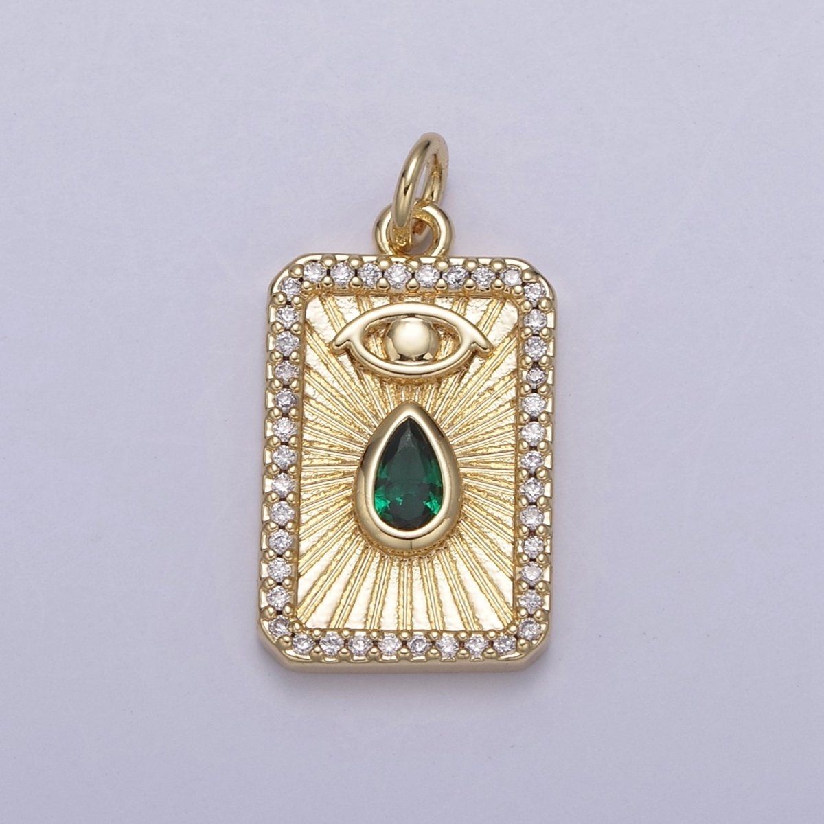 Gold Filled Evil Eye Charm Necklace Cubic Zirconia Tear Drop Evil Eye Charm Necklace, Rectangle Evil Eye Charm, Evil Eye Tag, Square Evil Eye Charm, Eye of Ra N-777 - N-780 - DLUXCA