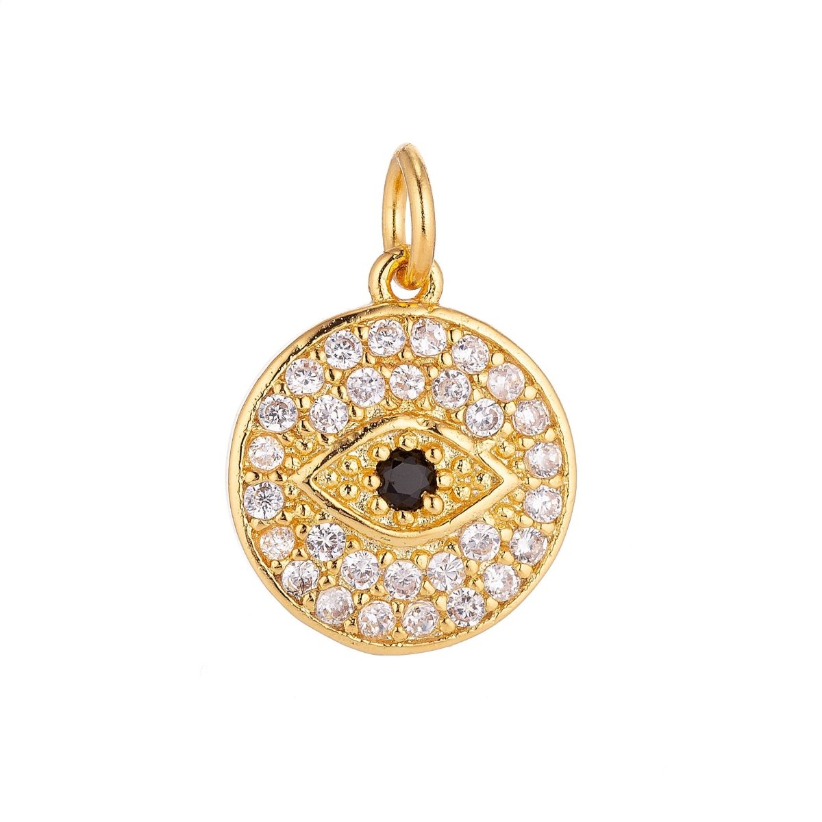 Gold Filled Evil Eye Cubic Zirconia Charm Pendant C-050 - DLUXCA